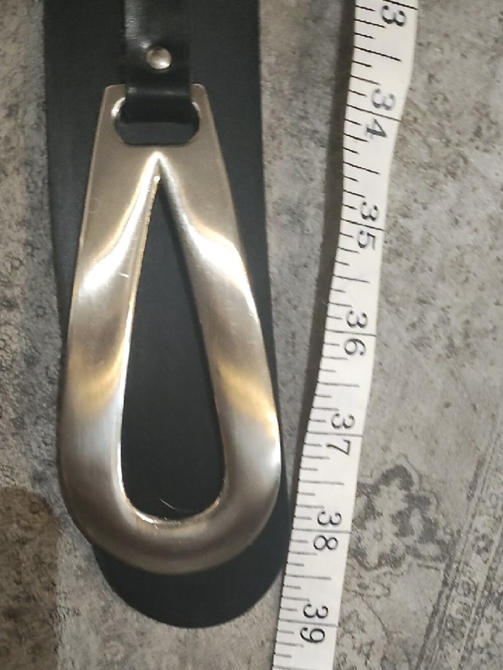 Cleo's Adjustable Black Ladies Belt with Silver Hardware - Picture 4 of 4